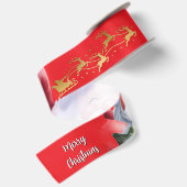 Grappige Lieve Kerstman & Typografie Satijnen Lint (Achterkant)