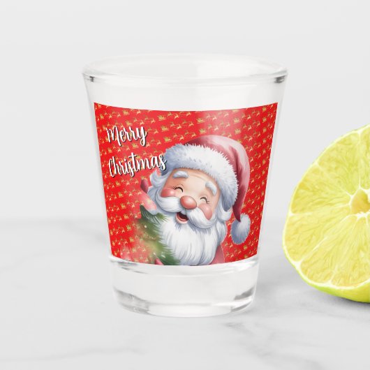 Grappige Lieve Kerstman & Typografie Shot Glas (Voorkant)