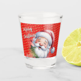 Grappige Lieve Kerstman & Typografie Shot Glas
