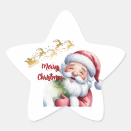 Grappige Lieve Kerstman & Typografie Ster Sticker