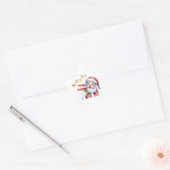 Grappige Lieve Kerstman & Typografie Ster Sticker (Envelop)