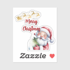 Grappige Lieve Kerstman & Typografie Sticker