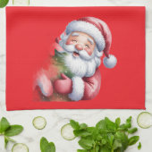 Grappige Lieve Kerstman & Typografie Theedoek (Gevouwen)