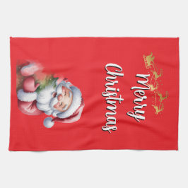 Grappige Lieve Kerstman & Typografie Theedoek