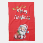 Grappige Lieve Kerstman & Typografie Theedoek (Verticaal)