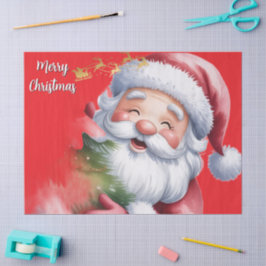 Grappige Lieve Kerstman & Typografie Tissuepapier