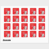 Grappige Lieve Kerstman & Typografie Vierkante Sticker (Vel)