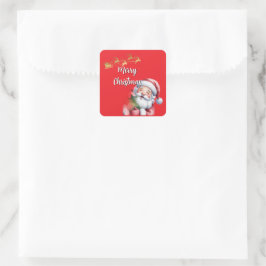 Grappige Lieve Kerstman & Typografie Vierkante Sticker