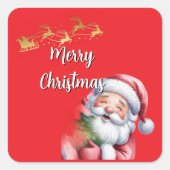 Grappige Lieve Kerstman & Typografie Vierkante Sticker (Voorkant)