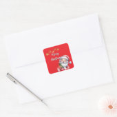 Grappige Lieve Kerstman & Typografie Vierkante Sticker (Envelop)