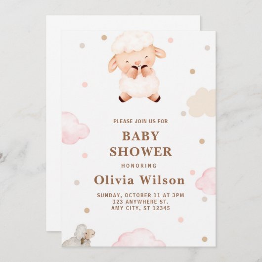 Grappige lieve meisjes baby shower uitnodiging (Voorkant / Achterkant)