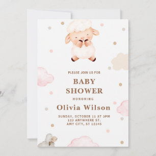 Grappige lieve meisjes baby shower uitnodiging