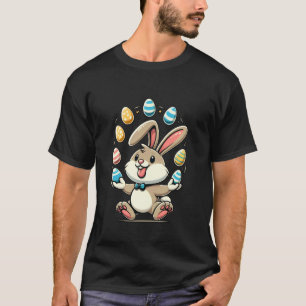 Grappige Lieve Paashaas Jongleer Kleurrijke Eieren T-shirt