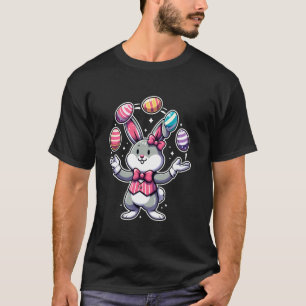 Grappige Lieve Paashaas Jonglerend met Kleurrijke T-shirt