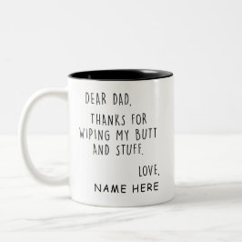 Grappige Lieve Papa Bedankt Voor Het Afvegen Van M Tweekleurige Koffiemok