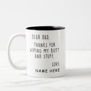 Grappige Lieve Papa Bedankt Voor Het Afvegen Van M Tweekleurige Koffiemok