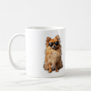 Grappige lieve Pomeranian hond die een zonnebril d Koffiemok