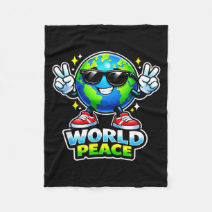 Grappige lieve wereld vrede positieve opbeurende b fleece deken