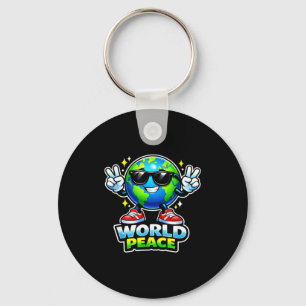 Grappige lieve wereld vrede positieve opbeurende b sleutelhanger