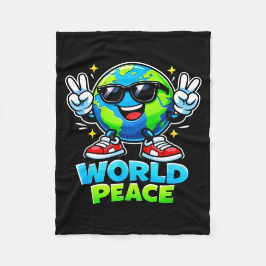 Grappige Lieve Wereld Vredesverspreidings Beweging Fleece Deken (Voorkant)