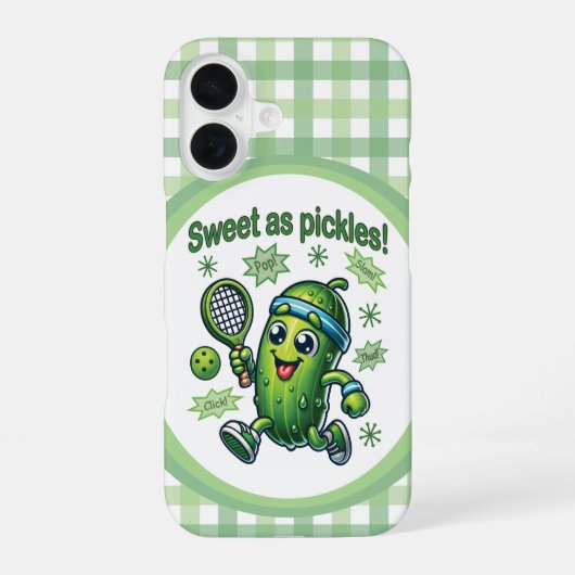 Grappige Lieve Zoete Augurken Pickleball iPhone 16 Hoesje (Achterkant)