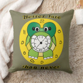 Grappige "Liever Laat Dan Nooit" Schildpad Wekker Kussen (Deken)