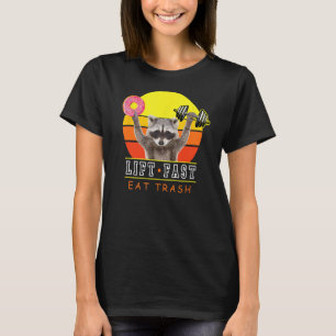 Grappige Lift Fast Eat Trash Workout Raccoon Donut T-shirt