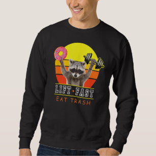 Grappige Lift Fast Eat Trash Workout Raccoon Donut Trui