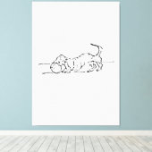 Grappige Lijn Kunst Worst Hond Canvas Afdruk (Insitu (Houten vloer))