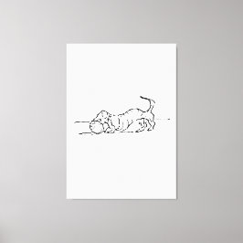 Grappige Lijn Kunst Worst Hond Canvas Afdruk