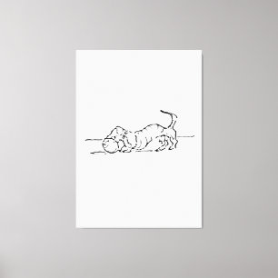 Grappige Lijn Kunst Worst Hond Canvas Afdruk