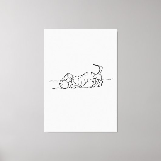 Grappige Lijn Kunst Worst Hond Canvas Afdruk (Voorkant)