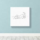 Grappige Lijn Kunst Worst Hond Canvas Afdruk (Insitu (Houten vloer))