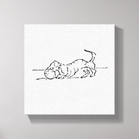 Grappige Lijn Kunst Worst Hond Canvas Afdruk (Voorkant)