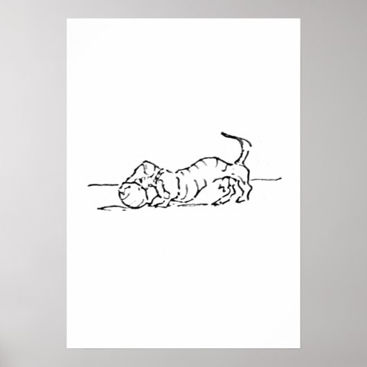 Grappige Lijn Kunst Worst Hond Poster (Voorkant)