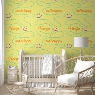 Grappige lijnen en woorden patroon - Have Fun 1 Behang