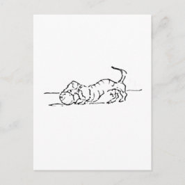 Grappige Lijntekening Worst Hond Briefkaart