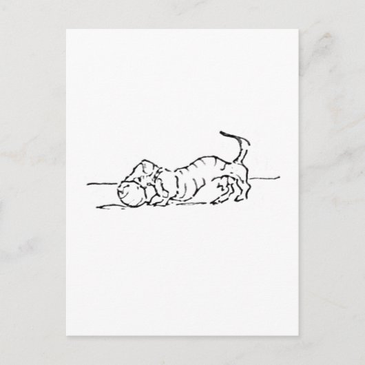 Grappige Lijntekening Worst Hond Briefkaart (Voorkant)