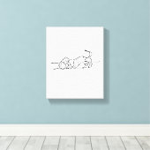 Grappige Lijntekening Worst Hond Canvas Afdruk (Insitu (Houten vloer))