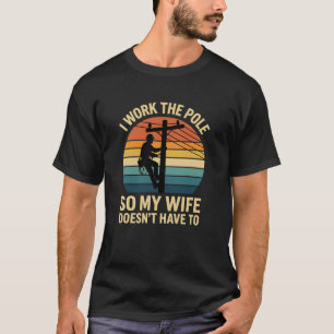 Grappige lijnwerker Ik werk trots aan de paal Humo T-shirt