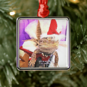 Grappige Lil' Murph Hagedis in Kerstman Hoed Kerst Metalen Ornament