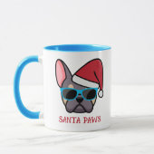Grappige lila bruine Frenchie Kerstman Pootjes Ker Mok (Links)