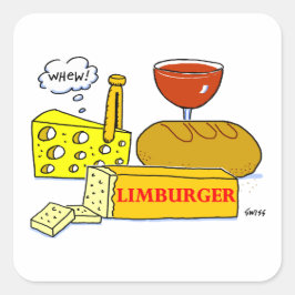 Grappige Limburger Cheese Foodie Cartoon Vierkante Sticker