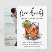 Grappige Lime Whiskey Cocktails Drank Foto Bruilof Save The Date (Voorkant / Achterkant)