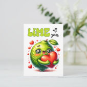 Grappige Limoen All Yours Punny Valentijn Briefkaart (Staand voorkant)