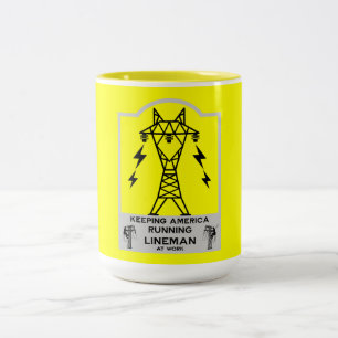 Grappige Lineman-mok – Power Lineman-cadeau – Elek Tweekleurige Koffiemok