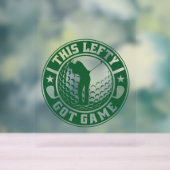 Grappige linkshandige golfspeler acryl bord (Neutraal)