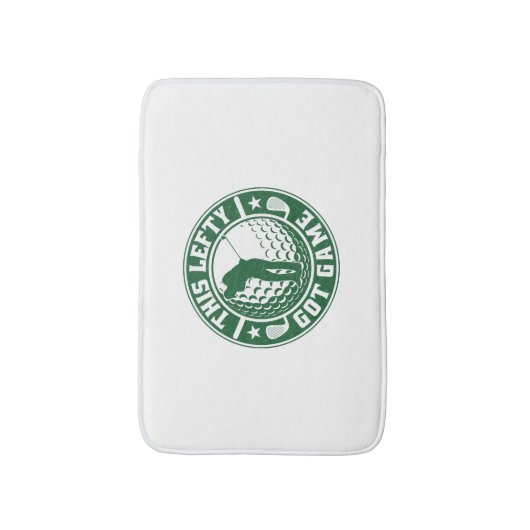 Grappige linkshandige golfspeler badmat (Voorkant Verticaal)