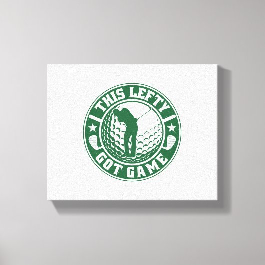 Grappige linkshandige golfspeler canvas afdruk (Voorkant)