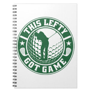 Grappige linkshandige golfspeler notitieboek